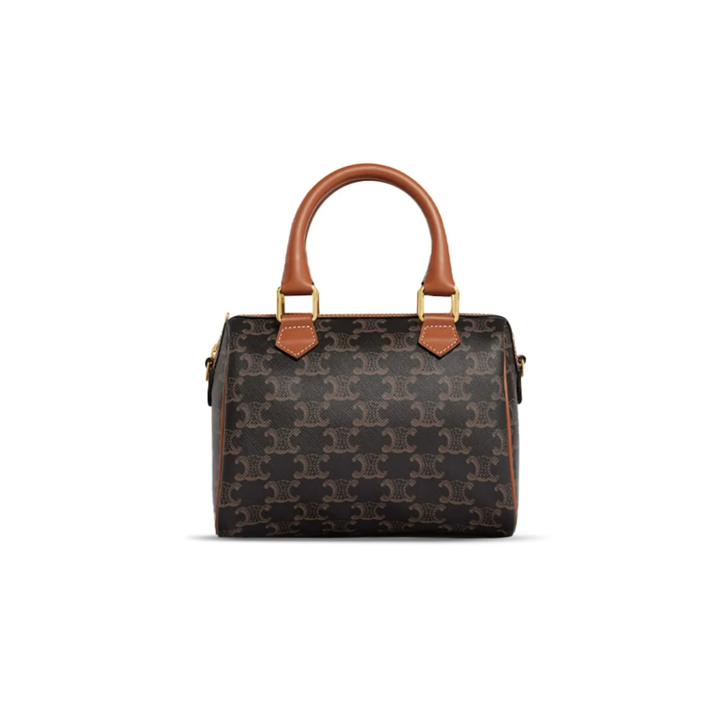 Ce**e small boston bag in triomphe canvas and calfskin 113772cas.04lu (19.5*14*7cm)